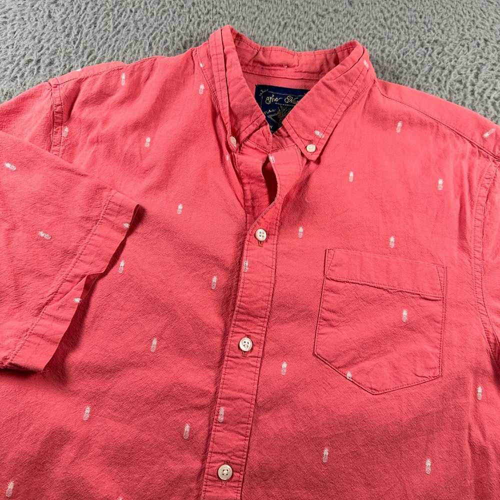 Chubbies Shirt Mens M Pink Short Sleeve Button Down Pineapple Print Cotton